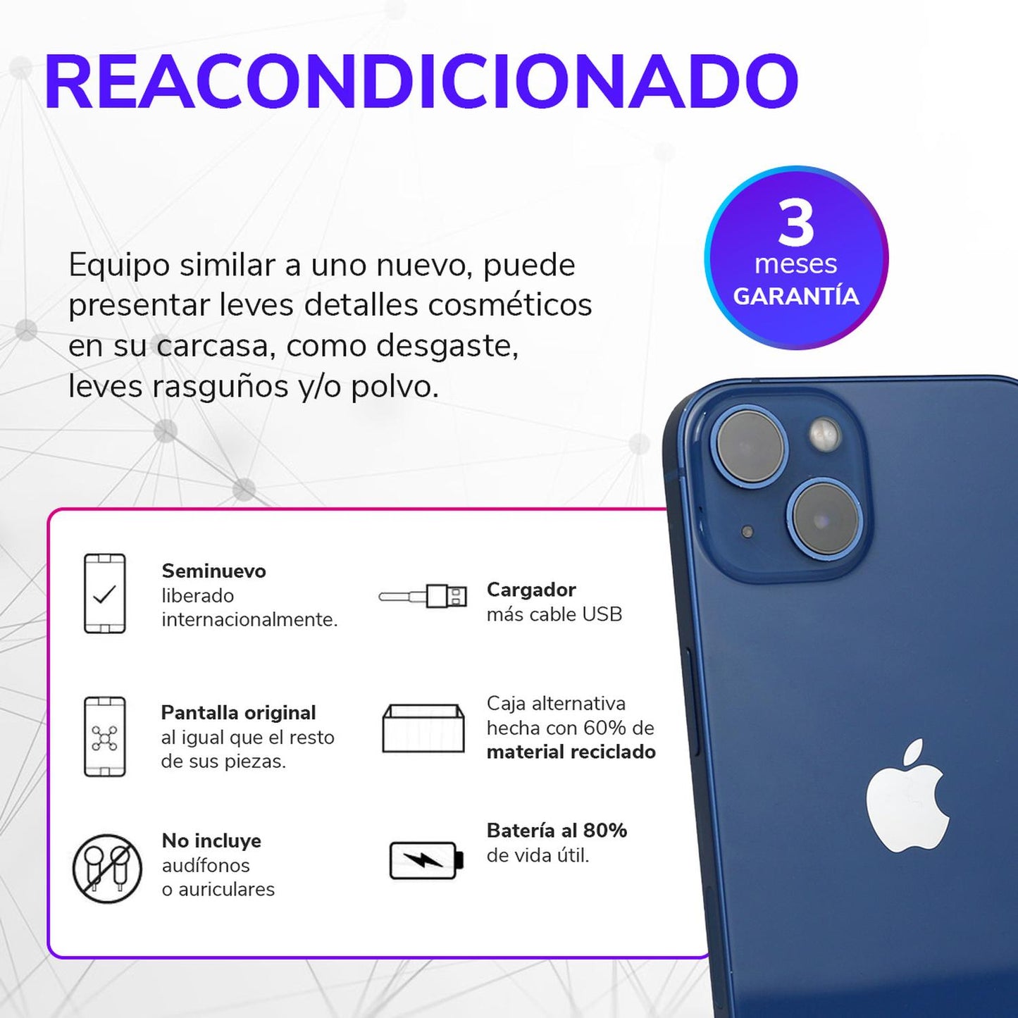 Apple iPhone 13 128GB Verde Reacondicionado Certificado Grado A