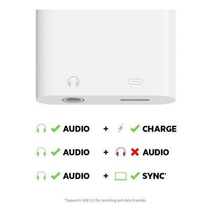 Adaptador Belkin Cargador + Audio iPhone Blanco F8j212btwht